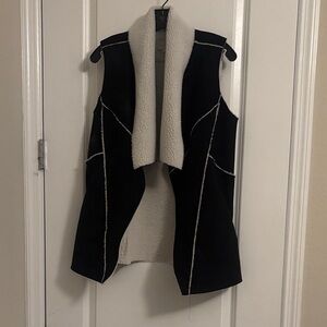 1. State Black and Cream Shearling Vest